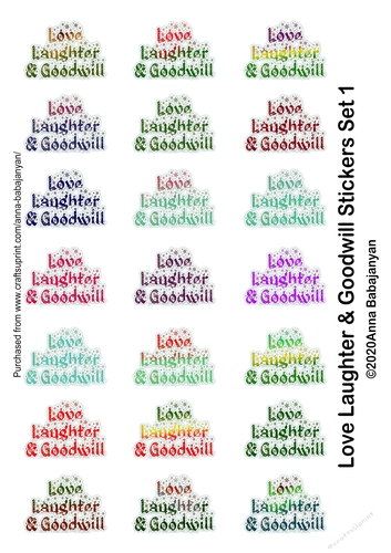 Love Laughter & Goodwill Stickers Set 1
