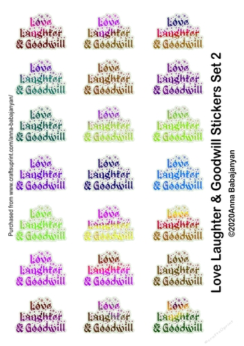Love Laughter & Goodwill Stickers Set 2