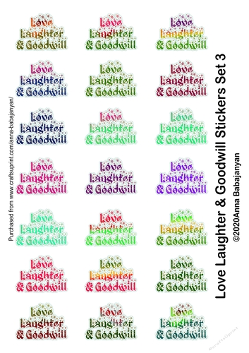 Love Laughter & Goodwill Stickers Set 3