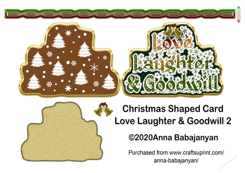Christmas Shaped Card Love Laughter & Goodwill 2