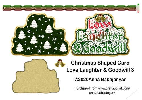Christmas Shaped Card Love Laughter & Goodwill 3