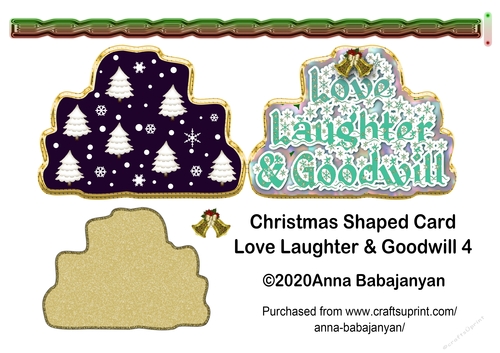 Christmas Shaped Card Love Laughter & Goodwill 4