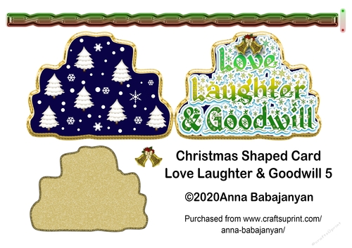Christmas Shaped Card Love Laughter & Goodwill 5