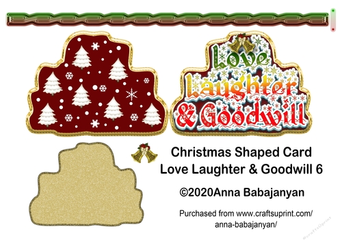 Christmas Shaped Card Love Laughter & Goodwill 6