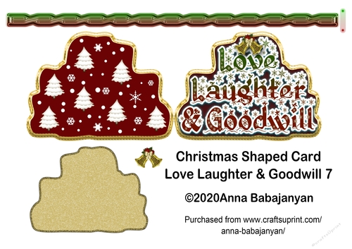 Christmas Shaped Card Love Laughter & Goodwill 7
