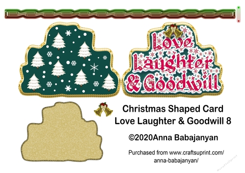 Christmas Shaped Card Love Laughter & Goodwill 8