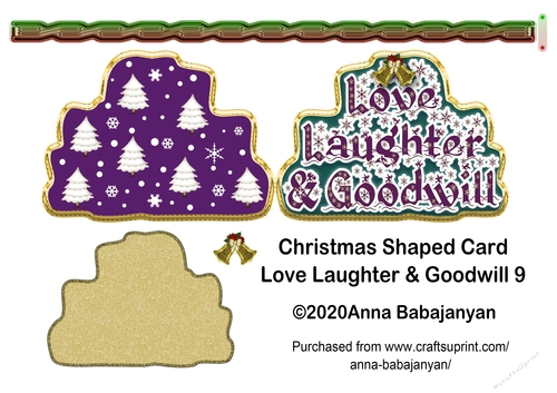 Christmas Shaped Card Love Laughter & Goodwill 9