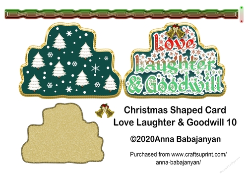 Christmas Shaped Card Love Laughter & Goodwill 10