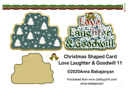 Christmas Shaped Card Love Laughter & Goodwill 11