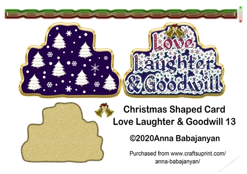 Christmas Shaped Card Love Laughter & Goodwill 13