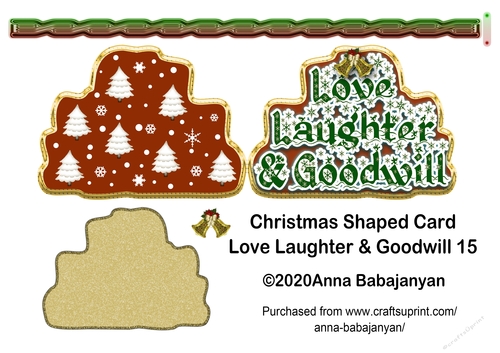Christmas Shaped Card Love Laughter & Goodwill 15