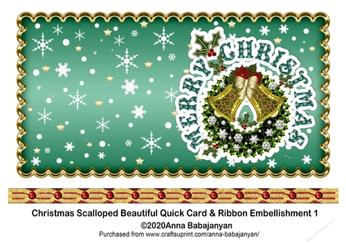 Christmas Scalloped Beautiful Quick Card & Ribbon Embellishment 1
