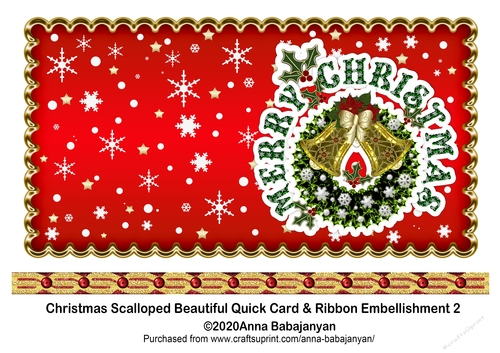 Christmas Scalloped Beautiful Quick Card & Ribbon Embellishment 2