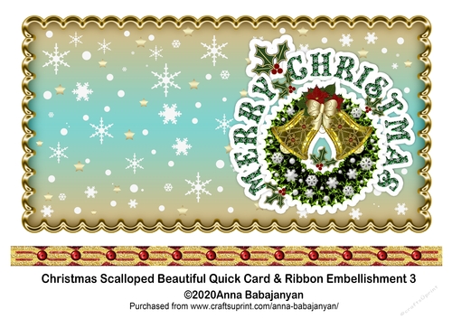 Christmas Scalloped Beautiful Quick Card & Ribbon Embellishment 3