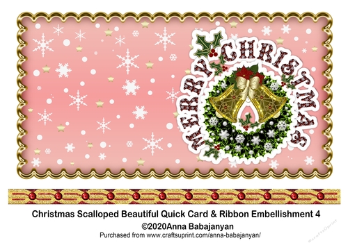 Christmas Scalloped Beautiful Quick Card & Ribbon Embellishment 4