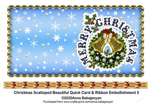 Christmas Scalloped Beautiful Quick Card & Ribbon Embellishment 5