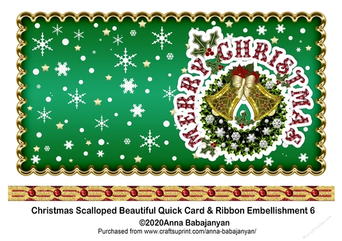 Christmas Scalloped Beautiful Quick Card & Ribbon Embellishment 6
