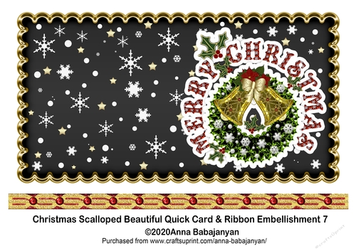 Christmas Scalloped Beautiful Quick Card & Ribbon Embellishment 7