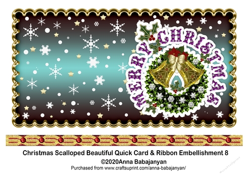 Christmas Scalloped Beautiful Quick Card & Ribbon Embellishment 8