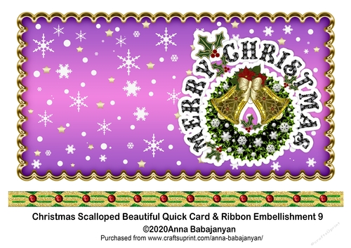 Christmas Scalloped Beautiful Quick Card & Ribbon Embellishment 9
