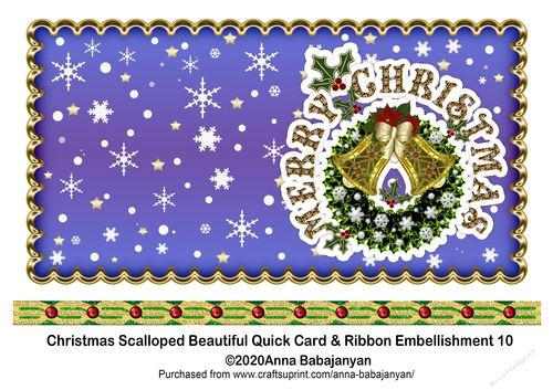Christmas Scalloped Beautiful Quick Card & Ribbon Embellishment 10