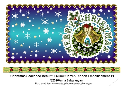 Christmas Scalloped Beautiful Quick Card & Ribbon Embellishment 11