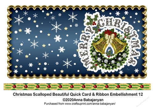 Christmas Scalloped Beautiful Quick Card & Ribbon Embellishment 12