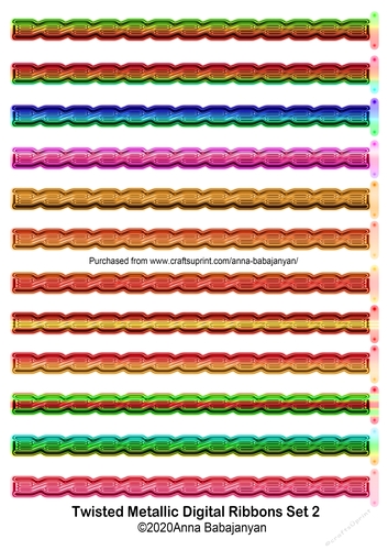 Twisted Metallic Digital Ribbons Set 2