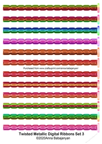 Twisted Metallic Digital Ribbons Set 3