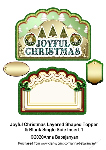 Joyful Christmas Layered Shaped Topper & Blank Single Side Insert 1