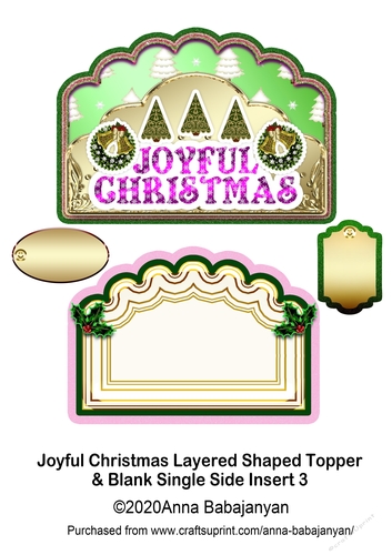 Joyful Christmas Layered Shaped Topper & Blank Single Side Insert 3