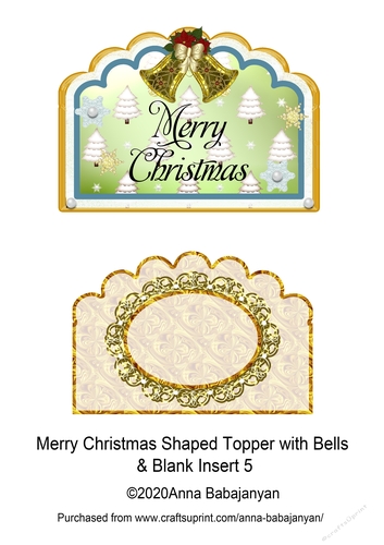 Merry Christmas Shaped Topper with Bells & Blank Insert 5