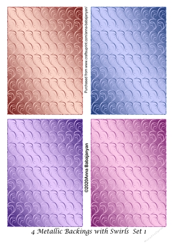 4 Metallic Backings with Swirls Set 1