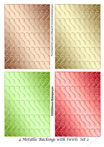 4 Metallic Backings with Swirls Set 2