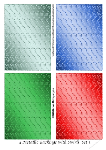 4 Metallic Backings with Swirls Set 3