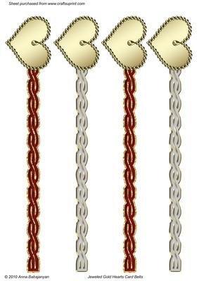 Jeweled Gold Hearts Card Belts
