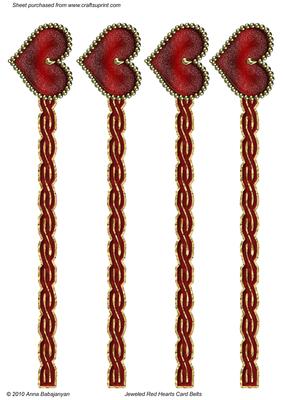 Jeweled Red Hearts Card Belts