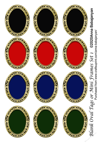 Blank Oval Tags or Mini Frames Set 1