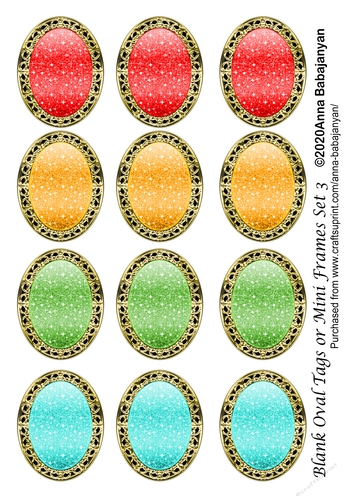 Blank Oval Tags or Mini Frames Set 3