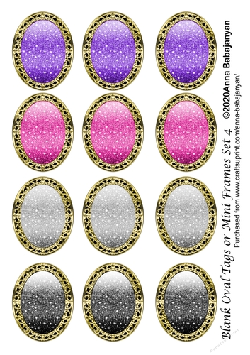 Blank Oval Tags or Mini Frames Set 4