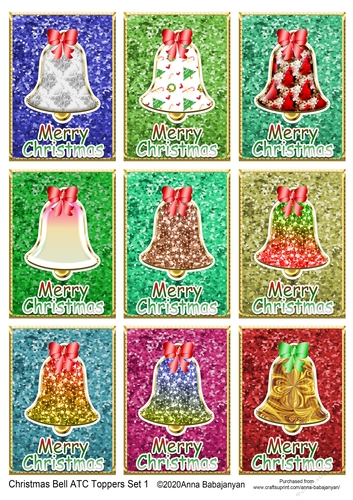 Christmas Bell ATC Toppers Set 1