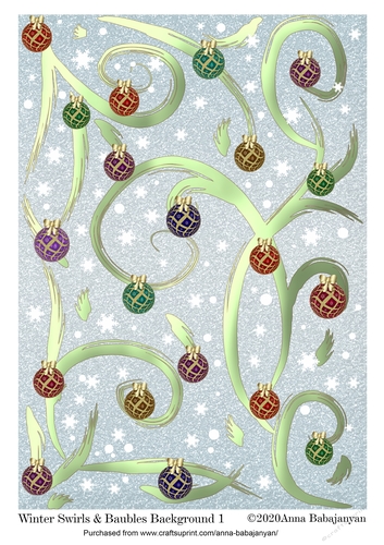 Winter Swirls & Baubles Background 1
