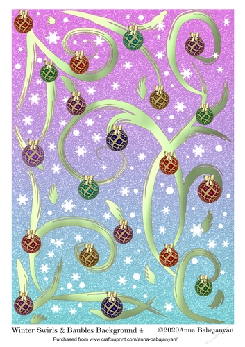 Winter Swirls & Baubles Background 4