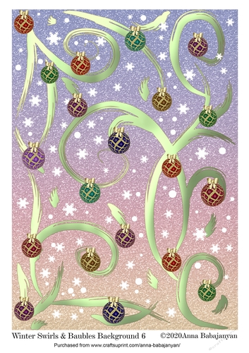 Winter Swirls & Baubles Background 6