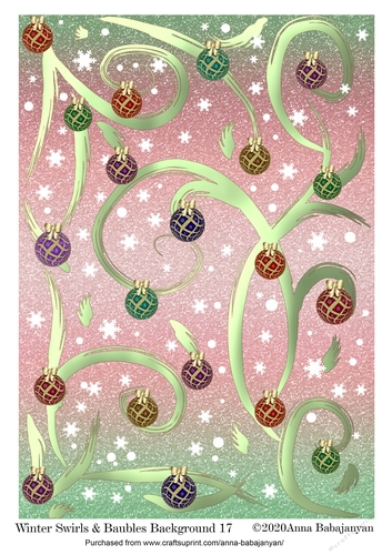 Winter Swirls & Baubles Background 17