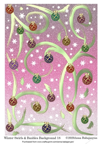 Winter Swirls & Baubles Background 18