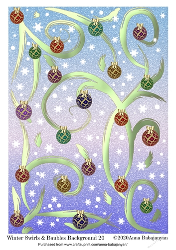 Winter Swirls & Baubles Background 20