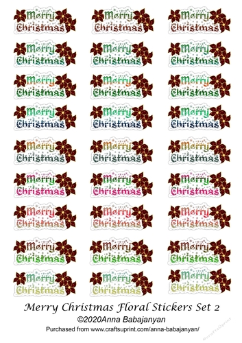 Merry Christmas Floral Stickers Set 2