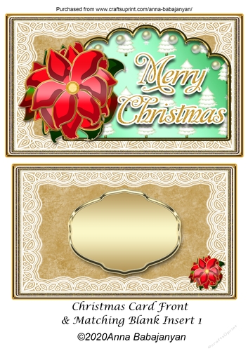 Christmas Card Front & Matching Blank Insert 1