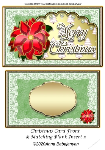 Christmas Card Front & Matching Blank Insert 5
